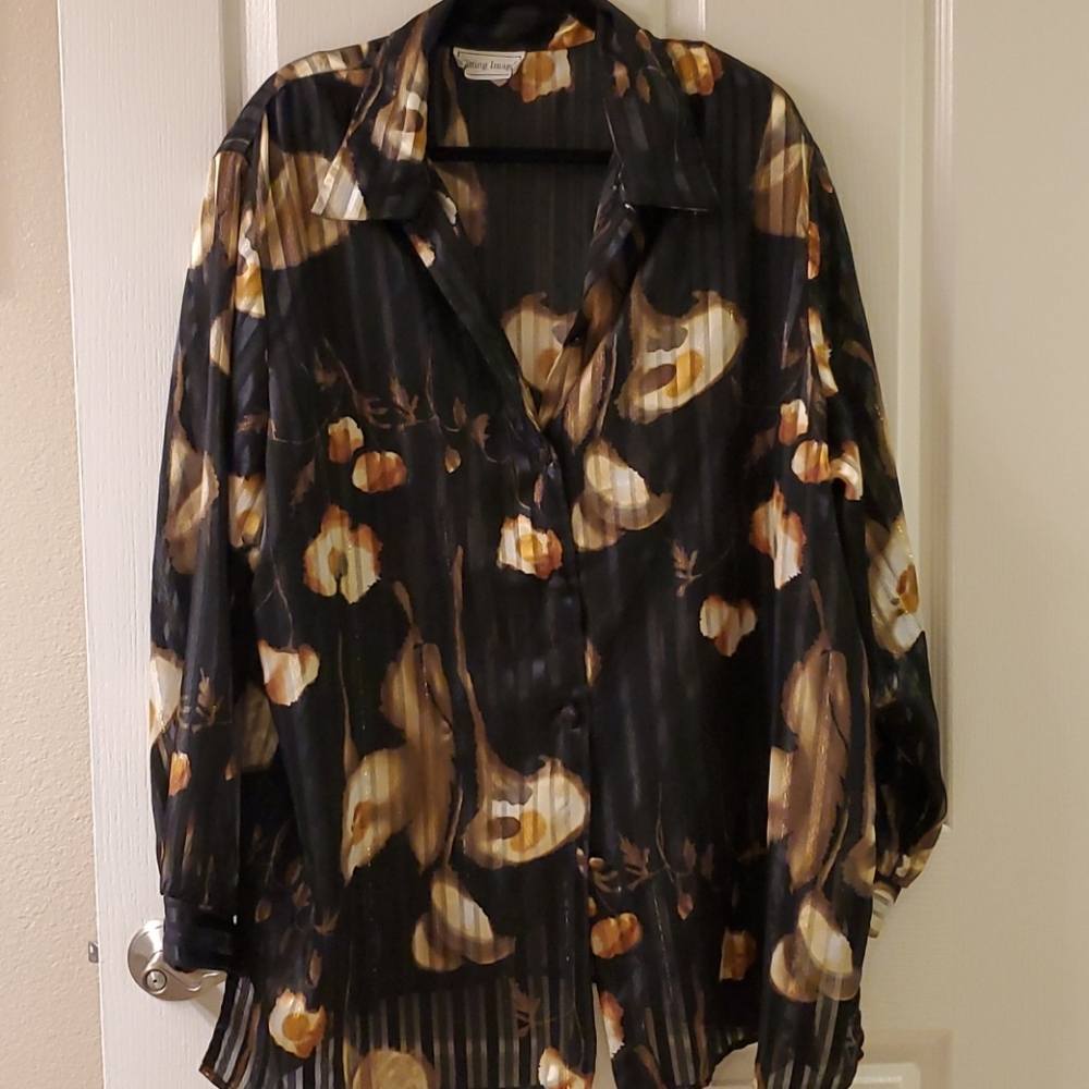 Sheer floral print blouse